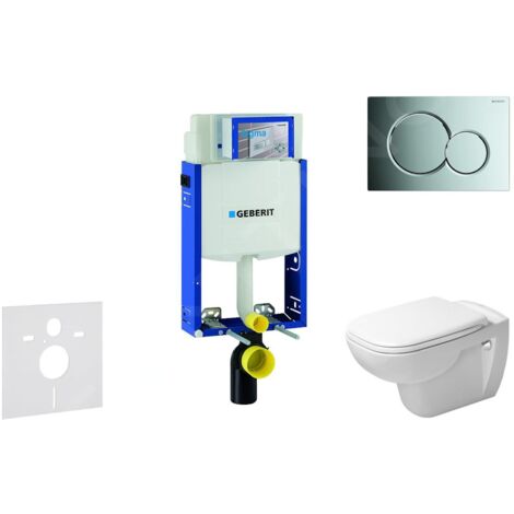 Geberit Kombifix - Ensemble bâti-support, cuvette de toilette et siège D-Code, Rimless, SoftClose, plaque Sigma01, chrome