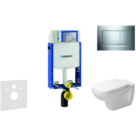 Geberit Kombifix - Ensemble bâti-support, cuvette de toilette et siège D-Code, Rimless, SoftClose, plaque Sigma30, chrome