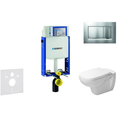 Geberit Kombifix - Ensemble bâti-support, cuvette de toilette et siège D-Code, Rimless, SoftClose, plaque Sigma30, chrome mat /
