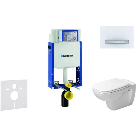 Geberit Kombifix - Ensemble bâti-support, cuvette de toilette et siège D-Code, Rimless, SoftClose, plaque Sigma50, blanc alpin