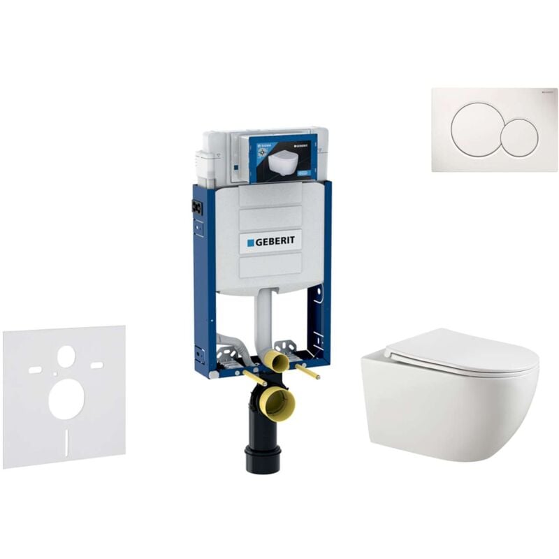 Geberit Kombifix - Set bâti-support, cuvette Gaia et abattant softclose, plaque de déclenchement Sigma01, blanc alpin SANI15CA3116