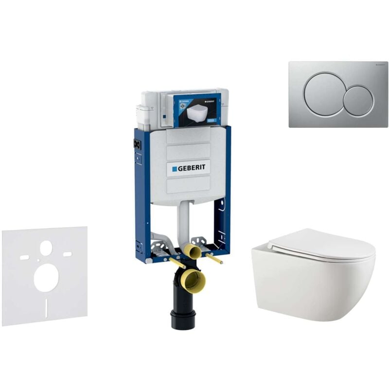 Geberit - Kombifix - Set bâti-support, cuvette Gaia et abattant softclose, plaque de déclenchement Sigma01, chrome mat laqué SANI15CA1125