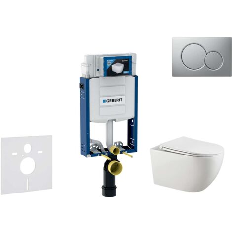 Geberit Kombifix - Set bâti-support, cuvette Gaia et abattant softclose, plaque de déclenchement Sigma01, chrome mat laqué SANI15CA1125