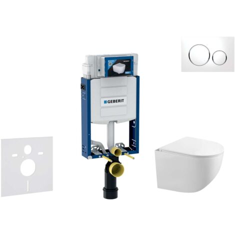 Geberit Kombifix - Set bâti-support, cuvette Gaia et abattant softclose, plaque de déclenchement Sigma20, blanc/chrome SANI15CA3114