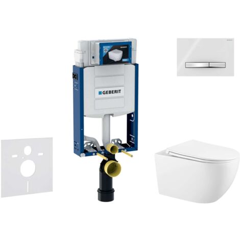 Geberit Kombifix - Set bâti-support, cuvette Gaia et abattant softclose, plaque de déclenchement Sigma50, chrome/blanc alpin SANI15CA3126