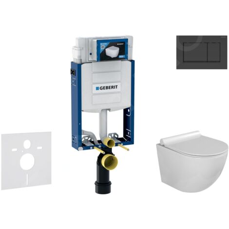 Geberit Kombifix - Set de bâti-support, cuvette Gaia et abattant softclose et plaque de déclenchement Sigma30, noir mat/noir