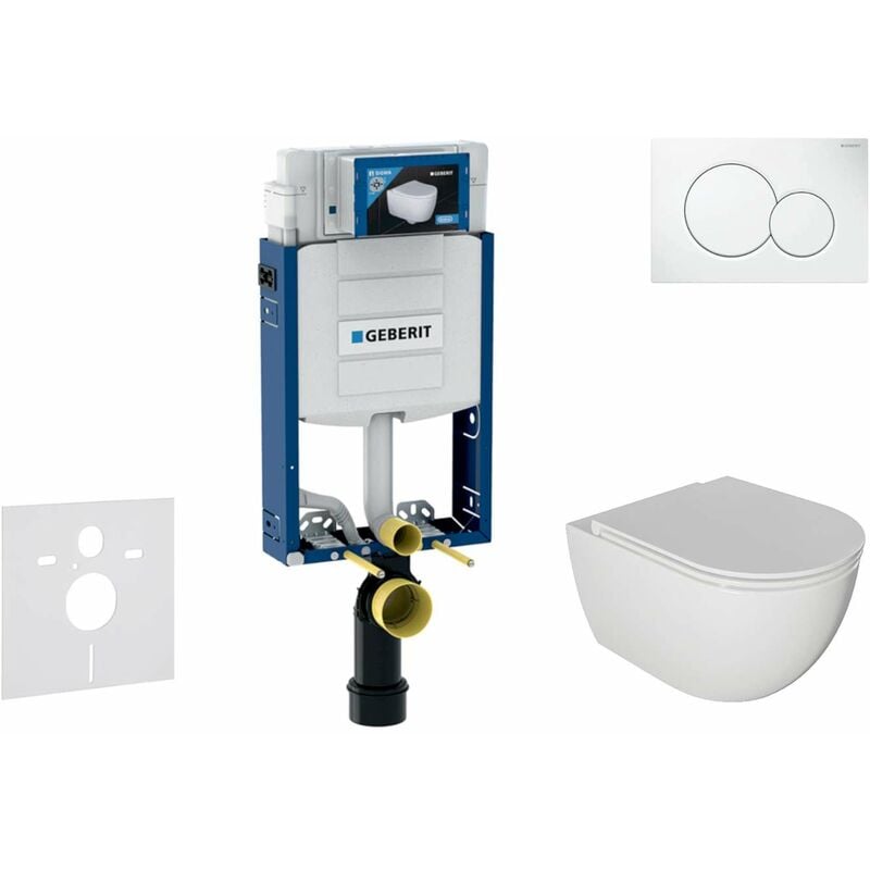Geberit - Kombifix - Set de bâti-support, cuvette Oudee et abattant softclose, plaque de déclenchement Sigma01, blanc alpin SANI15CA3110