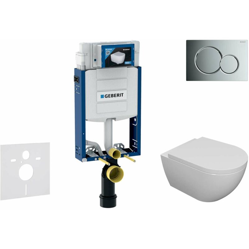 Kombifix - Set de bâti-support, cuvette Oudee et abattant softclose, plaque de déclenchement Sigma01, chrome brillant SANI15CA1100 - Geberit