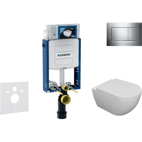 Geberit Kombifix - Set de bâti-support, cuvette Oudee et abattant softclose, plaque de déclenchement Sigma20, chrome SANI15CA1115