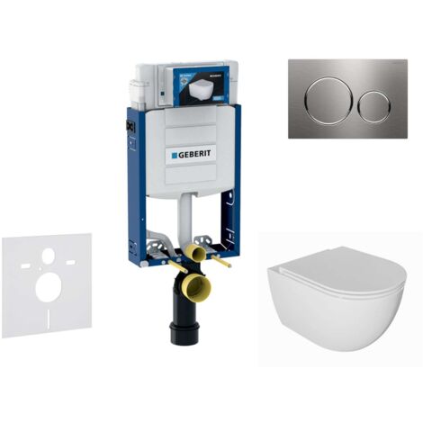 Geberit Kombifix - Set de bâti-support, cuvette Oudee et abattant softclose, plaque de déclenchement Sigma20, inox SANI15CA6101