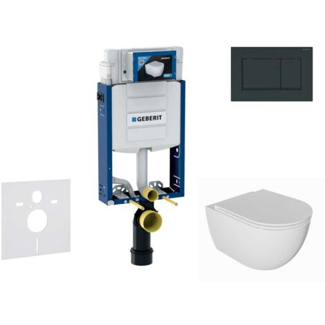 Geberit Kombifix - Set de bâti-support, cuvette Oudee et abattant softclose, plaque de déclenchement Sigma30, noir brillant/noir mat SANI15CA5115