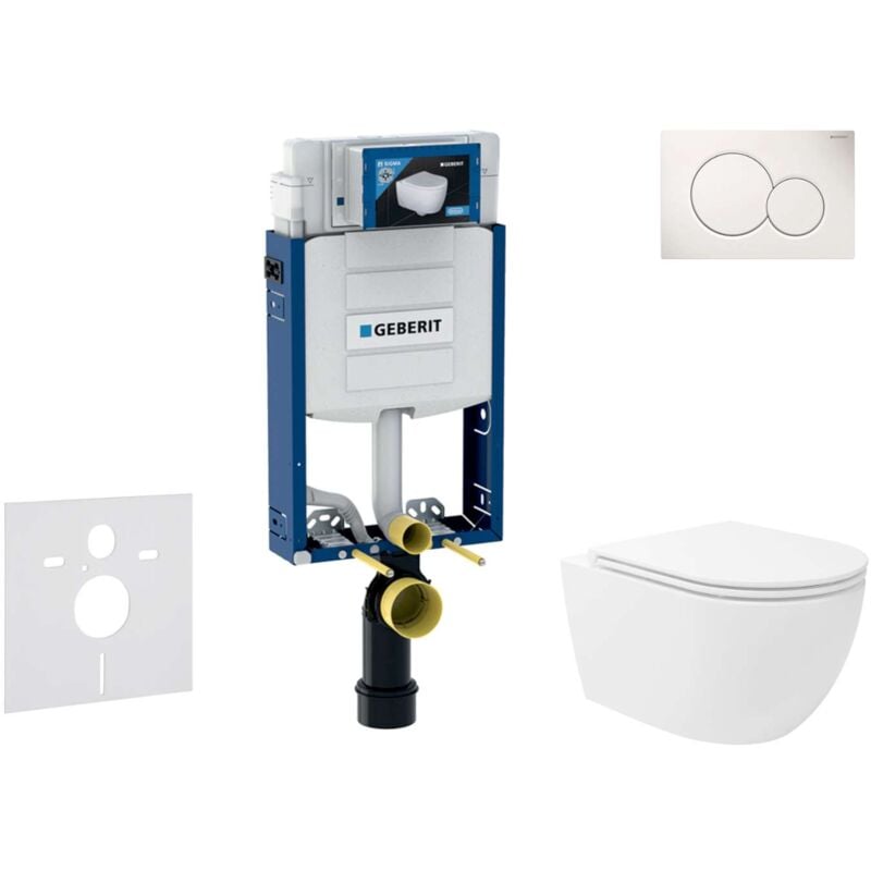 Geberit - Kombifix - Set de bâti-support, cuvette Oudee Vortex et abattant softclose, plaque de déclenchement Sigma01, blanc alpin SANI15CA3185