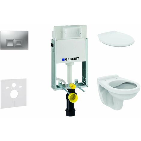 Geberit Kombifix - Set d'installation pré-murale, cuvette Alpha avec abattant, plaque de déclenchement Delta35, chrome mat 110.100.00.1 NR6