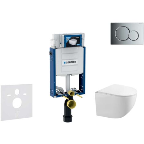 Geberit Kombifix - Set Vorwandelement, Gaia-WC mit Softclose-Sitz und Sigma01-Betätigungsplatte, Chrom glänzend SANI15CA1118