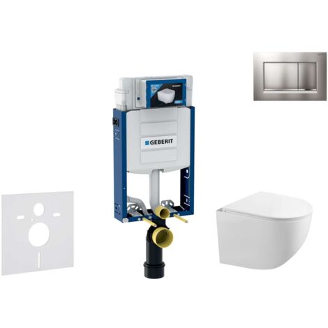 Geberit Kombifix - Set Vorwandelement, Gaia-WC mit Softclose-Sitz und Sigma30-Betätigungsplatte, Chrom matt/Chrom SANI15CA1120