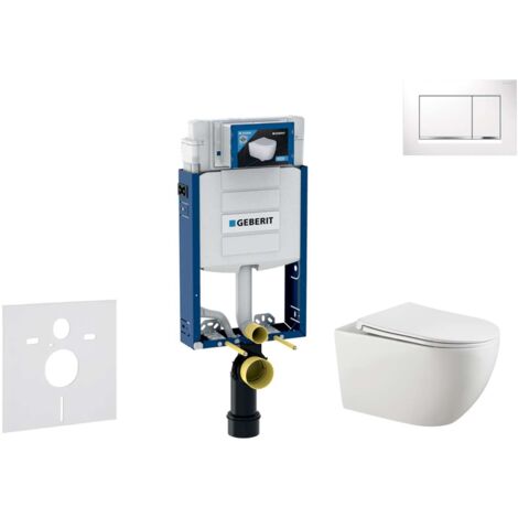 Geberit Kombifix - Set Vorwandelement, Gaia-WC mit Softclose-Sitz und Sigma30-Betätigungsplatte, weiß/Chrom SANI15CA3118
