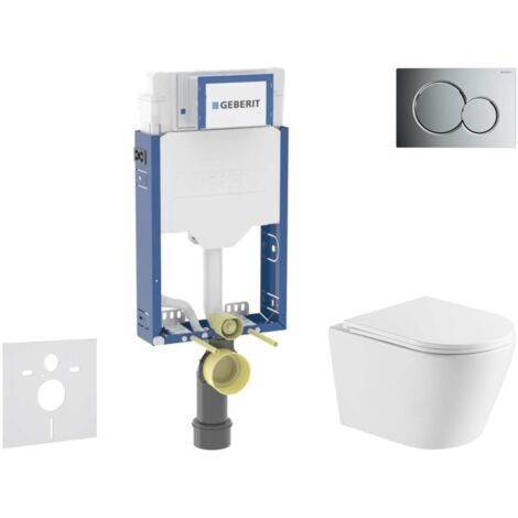 Geberit Kombifix - Set Vorwandelement, Nefia-WC mit Softclose-Sitz und Sigma01-Betätigungsplatte, Chrom glänzend SANI15CA1140