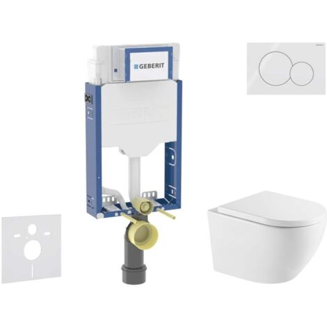 Geberit Kombifix - Set Vorwandelement, Oudee-WC mit Softclose-Sitz und Sigma01-Betätigungsplatte, Alpinweiß SANI15CA3158