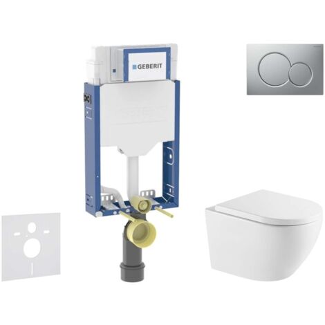 Geberit Kombifix - Set Vorwandelement, WC Oudee mit Softclose-Sitz und Sigma01-Betätigungsplatte, chrom matt lackiert SANI15CA2108