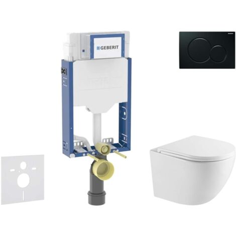 Geberit Kombifix - Set Vorwandelement, WC Oudee mit Softclose-Sitz und Sigma01-Betätigungsplatte, schwarz SANI15CA5145