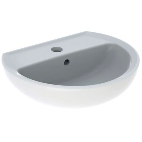 Geberit – Lavabo Bastia 50x41cm – Céramique blanche – Trou de robinetterie central – Trop-plein visible – Hauteur 16.5cm