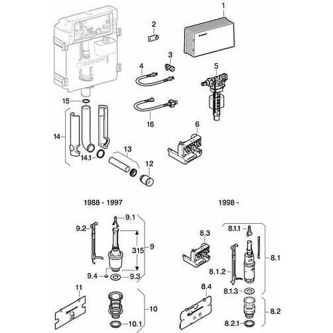 Geberit manchette pour tube de rincage encastre, D:45 Ref.-Nr.362.771.00.1