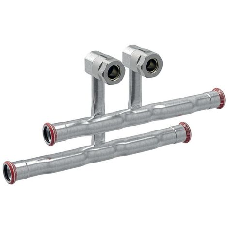 Geberit Mapress C-Stahl Set Anschluss-T-Stücke für Vor- /Rücklauf Anschlussverschraubung für Eurokonus d 18mm d1 15mm AD 5cm