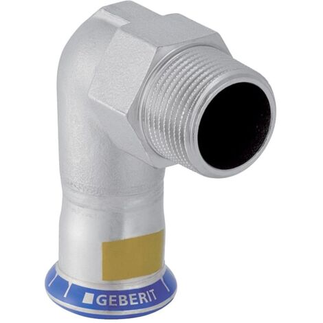 Geberit Mapress Edelstahl Übergangswinkel 90 Grad mit Außengewinde, Gas, d 15mm, R 1/2"