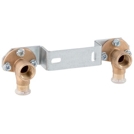 Geberit Mapress Kupfer Anschlusswinkel 90 Grad vormontiert, zweifach, d 15mm, Rp 1/2″, L1 3,6cm, AD 15,3cm, Rotguss bleifrei