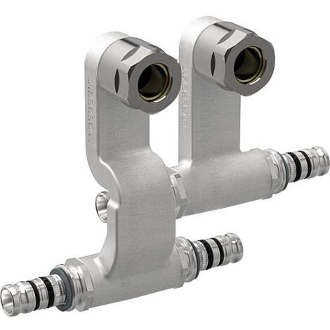 Geberit Mepla Set Tés de raccordement pour départ et retour, avec raccord à vis pour eurocône, DN 12, 611.361.22.7