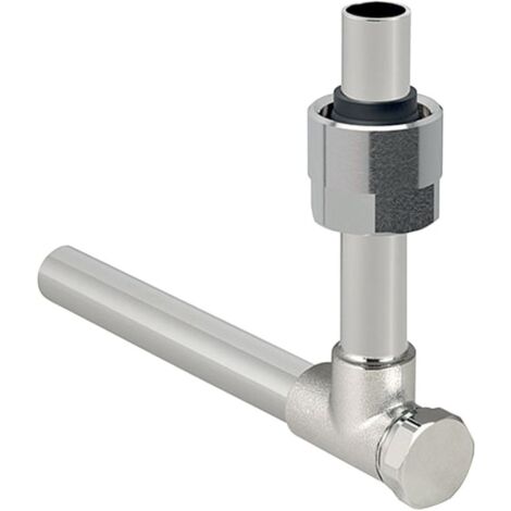 Geberit Metallrohr-Passwinkel 90 Grad absperrbar, mit Anschlussverschraubung für Eurokonus D 15mm, vernickelt