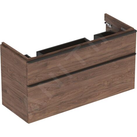 Geberit – Meuble sous-lavabo double 1184x617x470 mm – Panneau de particules haute densité – Installation suspendue – Deux tiroirs silencieux