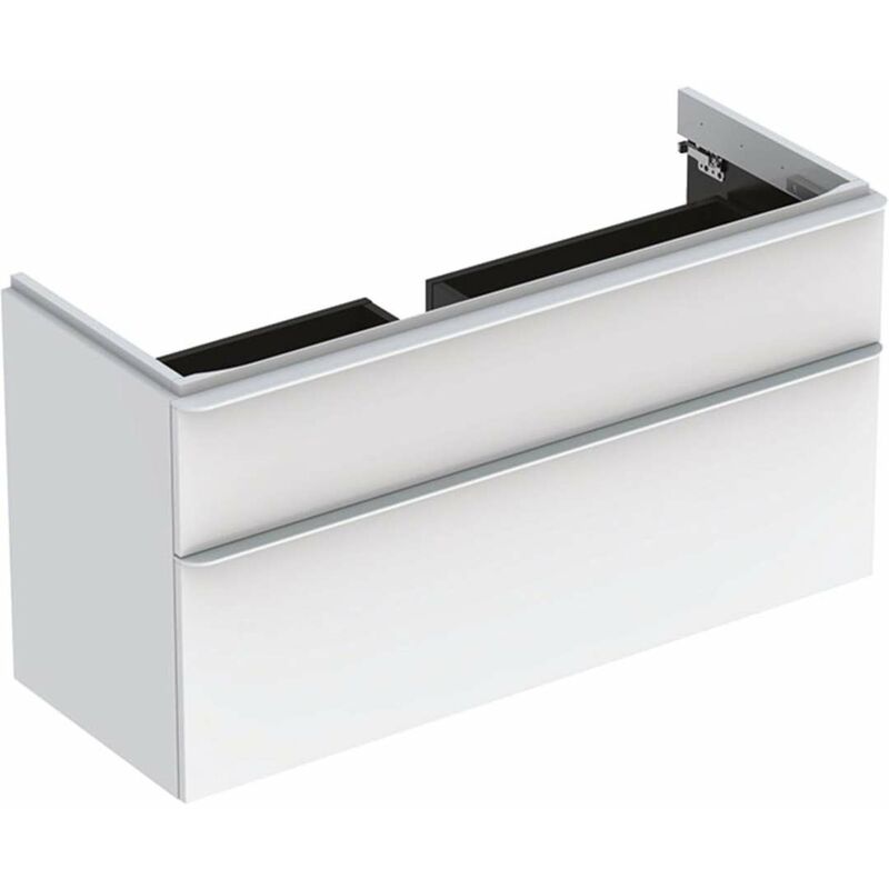 Keramag - Geberit Smyle Square - Meuble pour lavabo, 118x47x62 cm, 2 tiroirs, blanc brillant / blanc mat 500.355.00.1