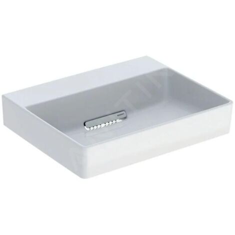Geberit ONE - Lavabo 500x410x142 mm, trop-plein caché, sans trou pour robinetterie, sortie horizontale, KeraTect, blanc