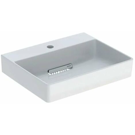 Geberit ONE - Waschtisch 50x41x14 cm, verdeckter Überlauf, mit Hahnloch, waagerechter Abgang, KeraTect, weiß 505.019.00.1
