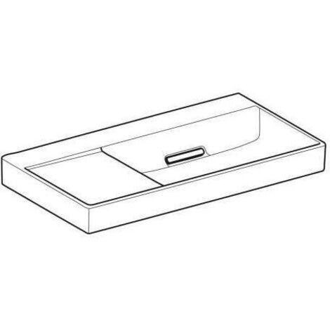 Geberit ONE - Waschtisch 90x48x14 cm, verdeckter Überlauf, ohne Hahnloch, waagerechter Abgang, KeraTect, weiß 505.044.00.1