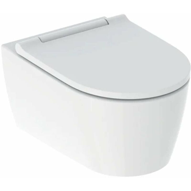 One - wc suspendu avec abattant SoftClose, TurboFlush, blanc mat / chrome brillant 500.202.JT.1 - Geberit