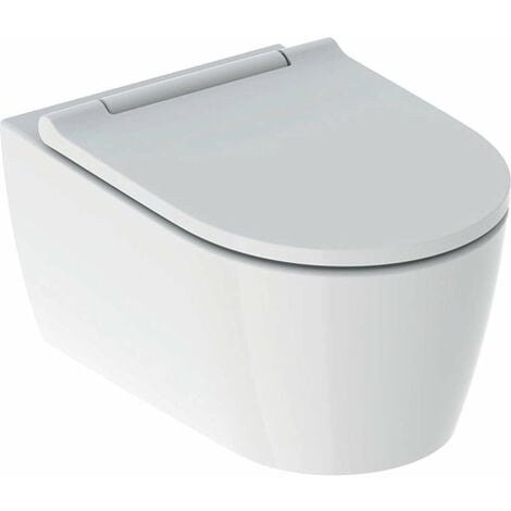 Geberit One WC mural Unité de rinçage murale, TurboFlush, avec siège de WC à fermeture en douceur, Coloris: céramique blanche/KeraTect, cache design blanc - 500.201.01.1