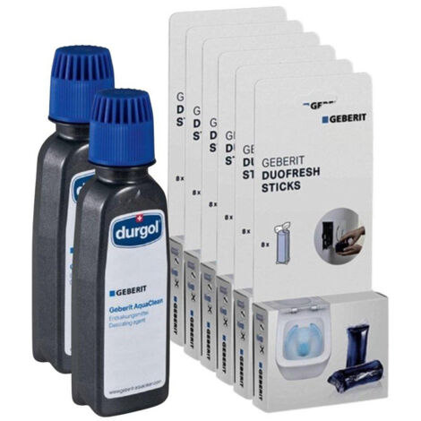 Geberit Pack Avantage comprenant DuoFresh Sticks 48 pièces & 2 bouteilles Aquaclean détartrant