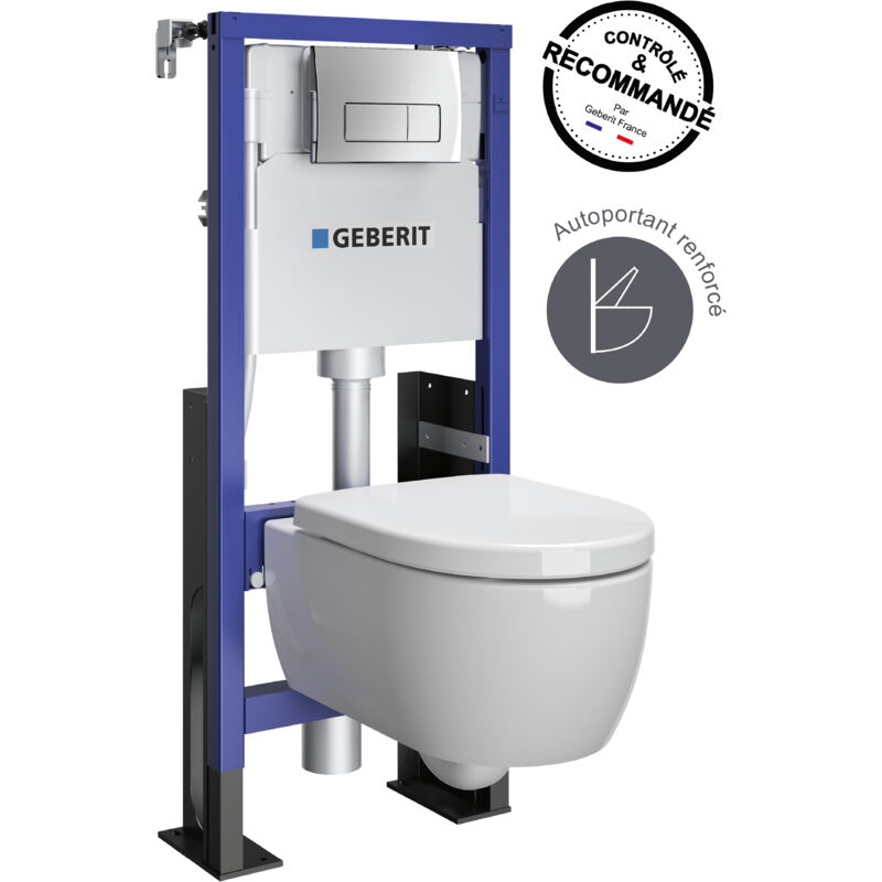 Pack bâti-support - Autoportant renforcé - Duofix pour wc suspendu Premium Rimfree 112 cm - Réservoir encastré (3/6 l) - Plaque de déclenchement