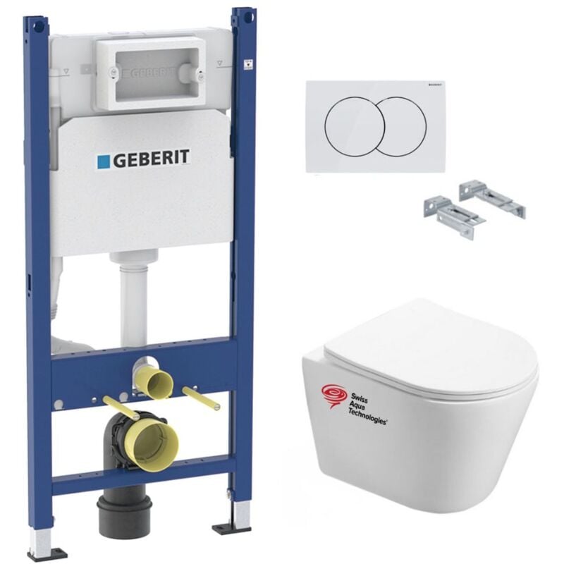 Geberit - Pack wc Bati-support + wc Swiss Aqua Technologies Infinitio sans bride