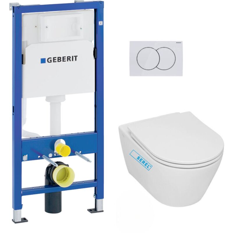 Geberit - Pack wc Bati-support + wc sans bride Serel SP27