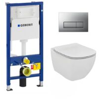 Geberit Pack WC Geberit duofix UP100 + Cuvette Ideal Standard Tesi Aquablade + Plaque de commande Delta51 Chrome mat