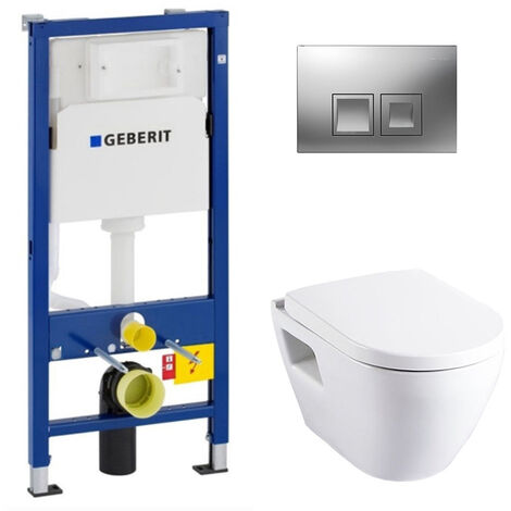 Geberit Pack WC Solid Geberit UP100 + cuvette Serel avec brides + plaque chrome (39186GEB2)