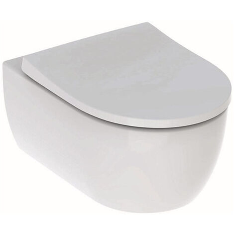 Geberit – Pack WC suspendu Rimfree 53cm – Abattant déclipsable en duroplast – Montage mural – Chasse d'eau 4,5l – Couleur blanc
