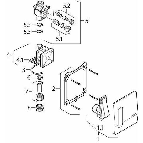 Geberit pate de fixation avec corps de piston p. urinoir pneu. Declenchement man. Ref.-Nr.240.048.00.1