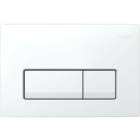 Geberit – Plaque de commande WC 2 volumes de rinçage – Dimensions 246 x 164 mm – Actionnement par l'avant – Couleur blanc alpin