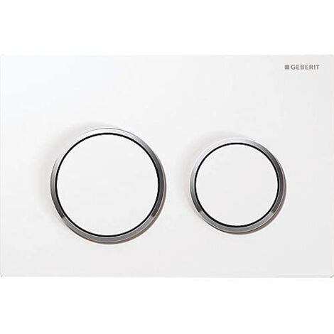 Geberit – Plaque de commande WC Omega 20 – Choix 2 quantités – Finition blanc brillant chromé – Pour installation murale