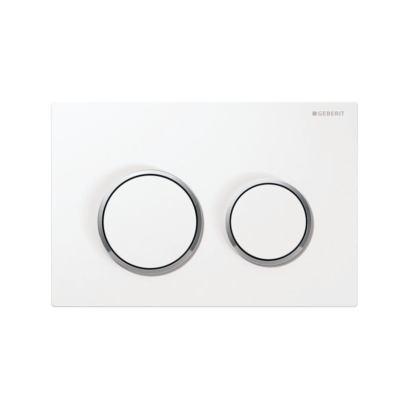 Plaque de déclenchement Omega20 Geberit pour rinçage - double touche blanc/chromé mat - 115.085.KJ.1