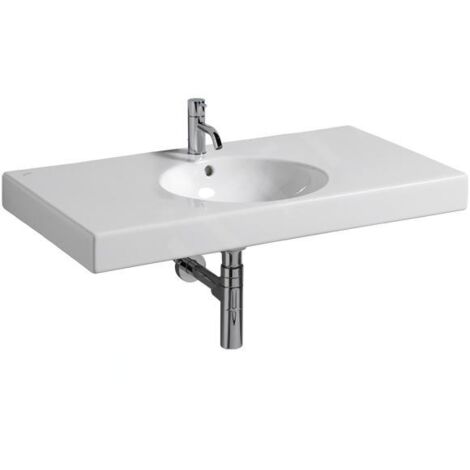 Geberit Preciosa II - Lavabo avec plage de dépose, 900x500x165 mm, avec trop-plein, trou pour robinetterie, blanc 123290000